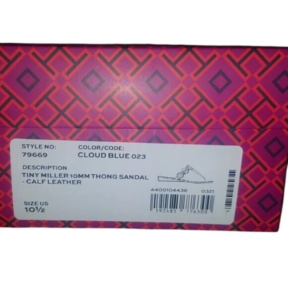 Tory Burch Mini Miller Pastel Blue Logo Leather Sandals - Picture 7 of 7